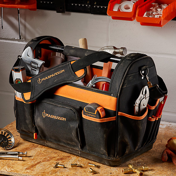 Panier à outils vide fond rigide textile Magnusson 1 compartiment   8 poches