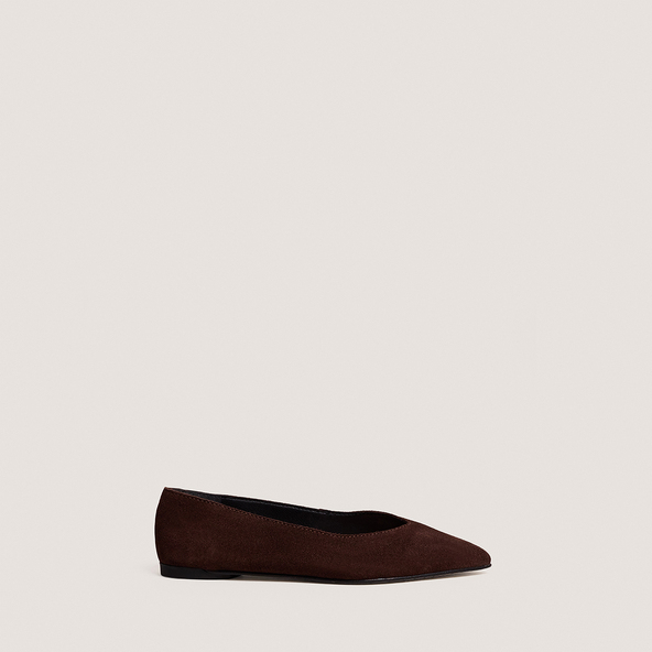 Ballerines à bouts pointusen cro?te marron foncé | NOEMIE