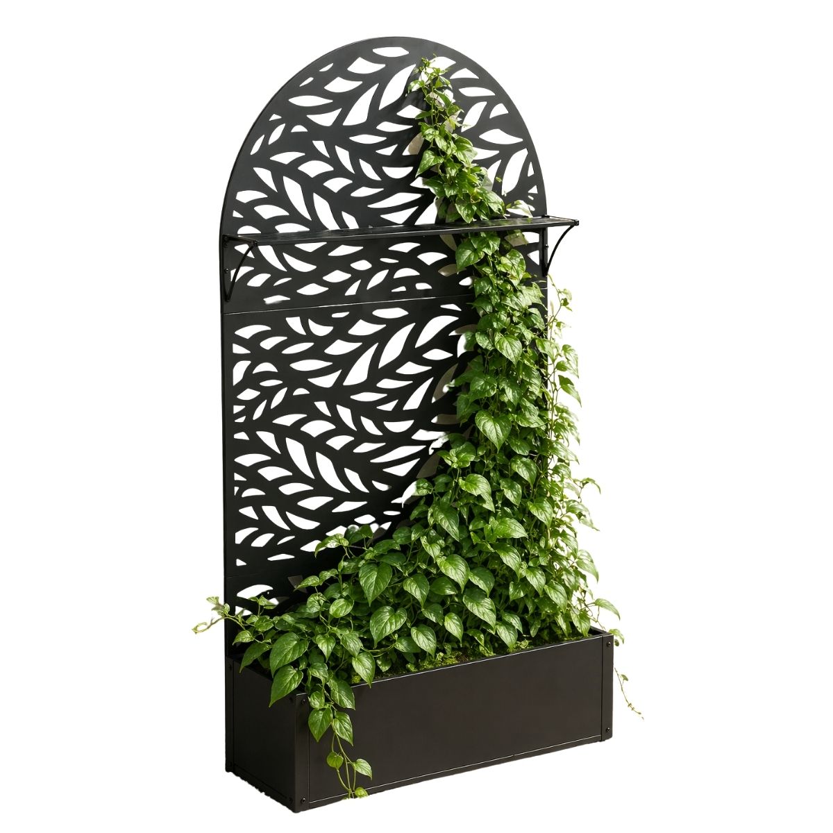 Mica Decorations Sapri Plantensteun - Plantenbak met Klimrek voor Klimplanten - Plantenstandaard Vrijstaand of tegen Muur - 90 x 33 x 180 cm - Zwart