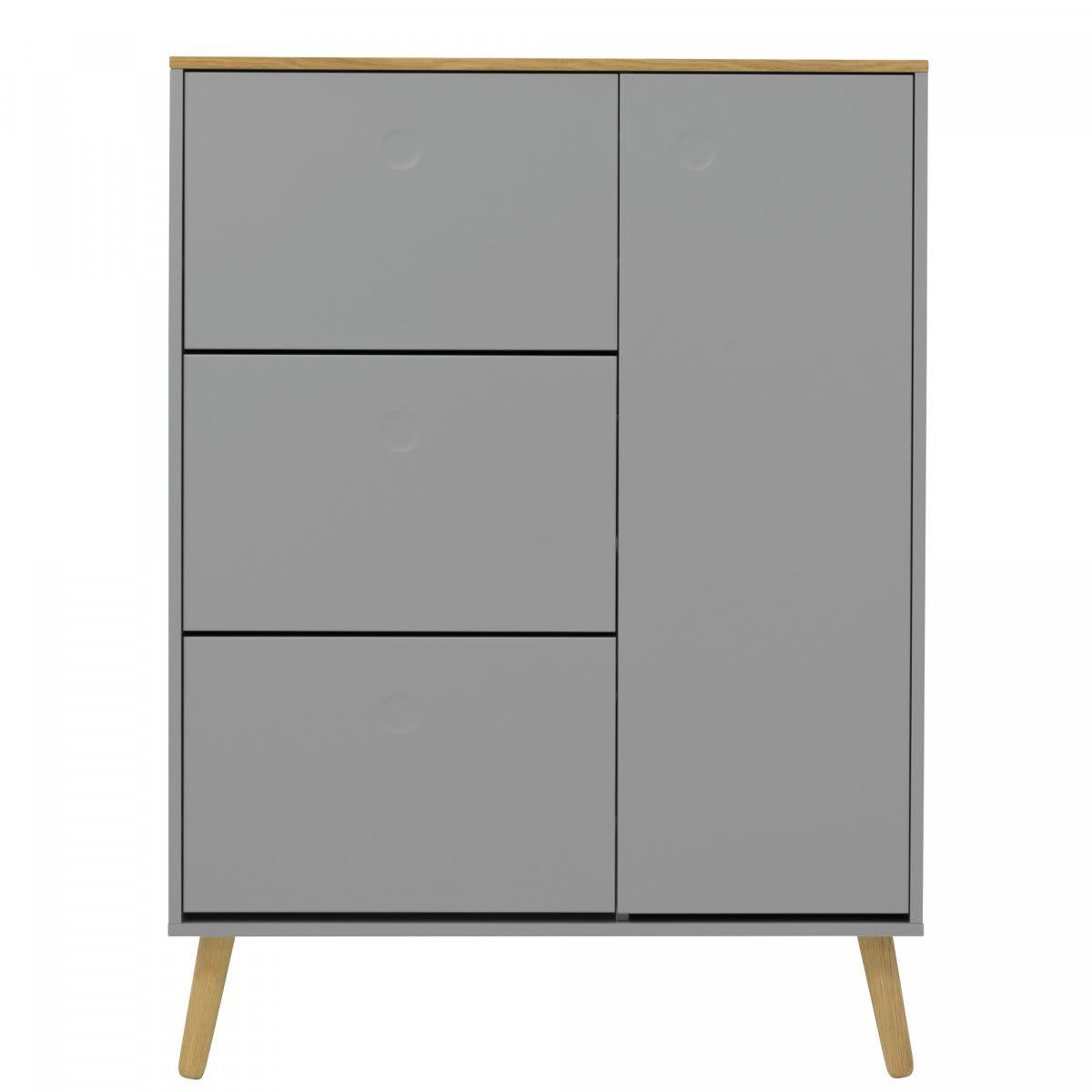 HUBILO - Grand meuble à chaussures moderne en bois gris