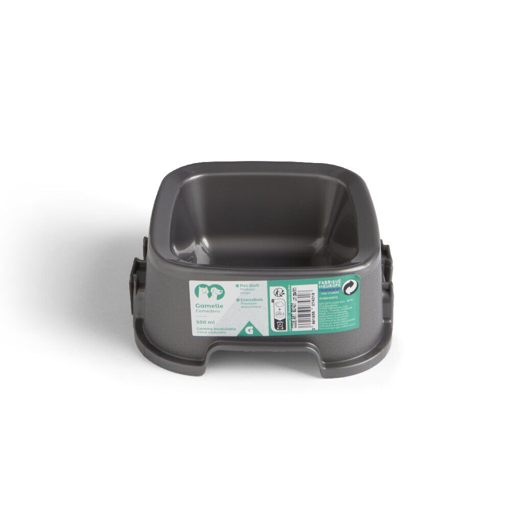 Gamelle carrée grise 500ml - plastique 16,6x16,6xH6,5cm