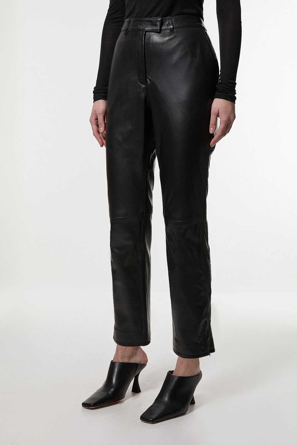 KarenMillen Leather Tailored Straight Leg Trouser