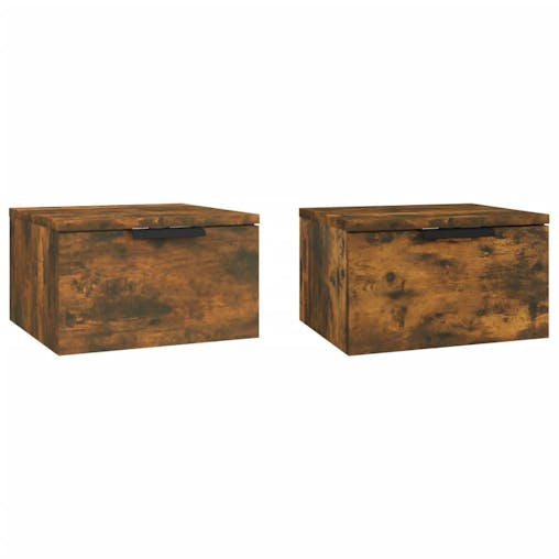 NNEVL Wall-mounted Bedside Cabinets 2 pcs Smoked Oak 34x30x20 cm