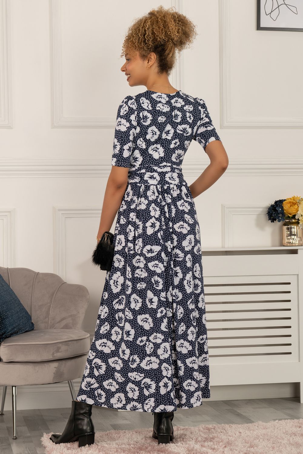 Jolie Moi Evita Floral Print Maxi Jersey Dress