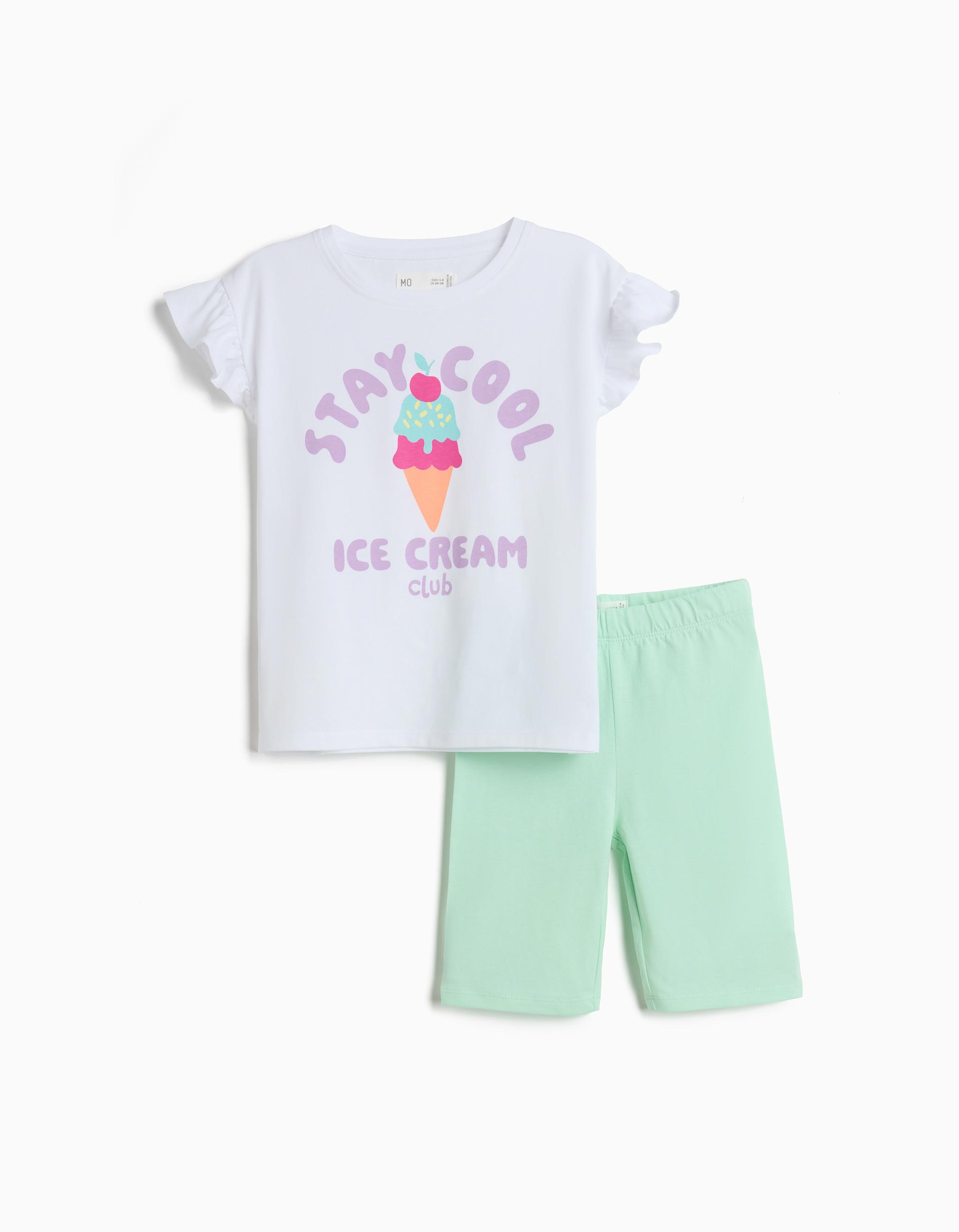 Conjunto T-shirt e Leggings, Menina, Branco