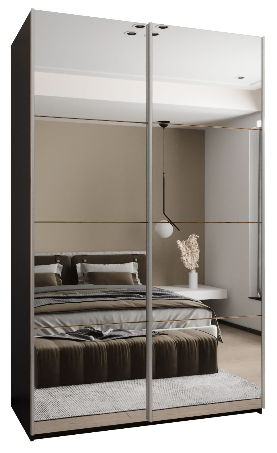 Szafa przesuwna 64 wysoka Lux 2 150 czarny artisan srebrny