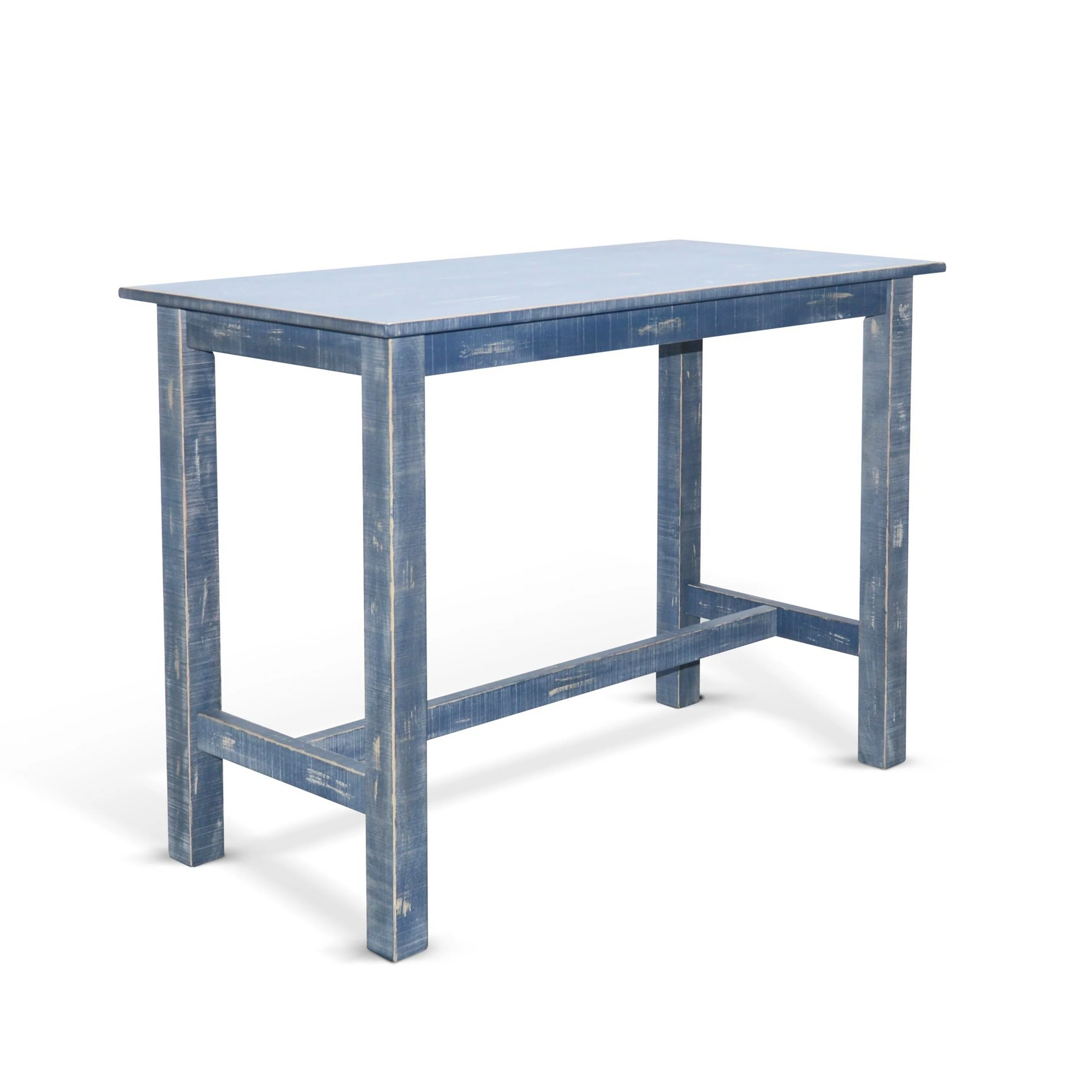 Rena Counter Height Table 48 Inch Rectangular Ocean Blue Mahogany Wood