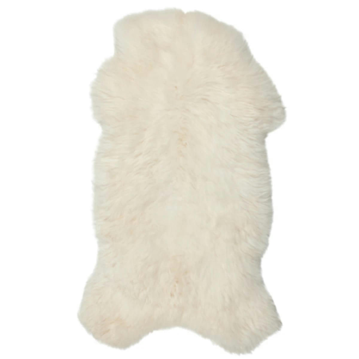 - Tapis en peau de mouton blanche naturelle 65 x 105 cm