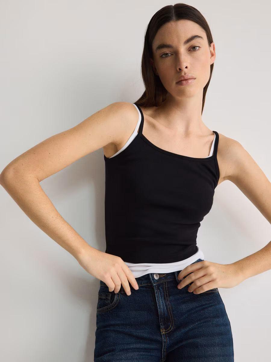 Cotton Rich Top With Straps