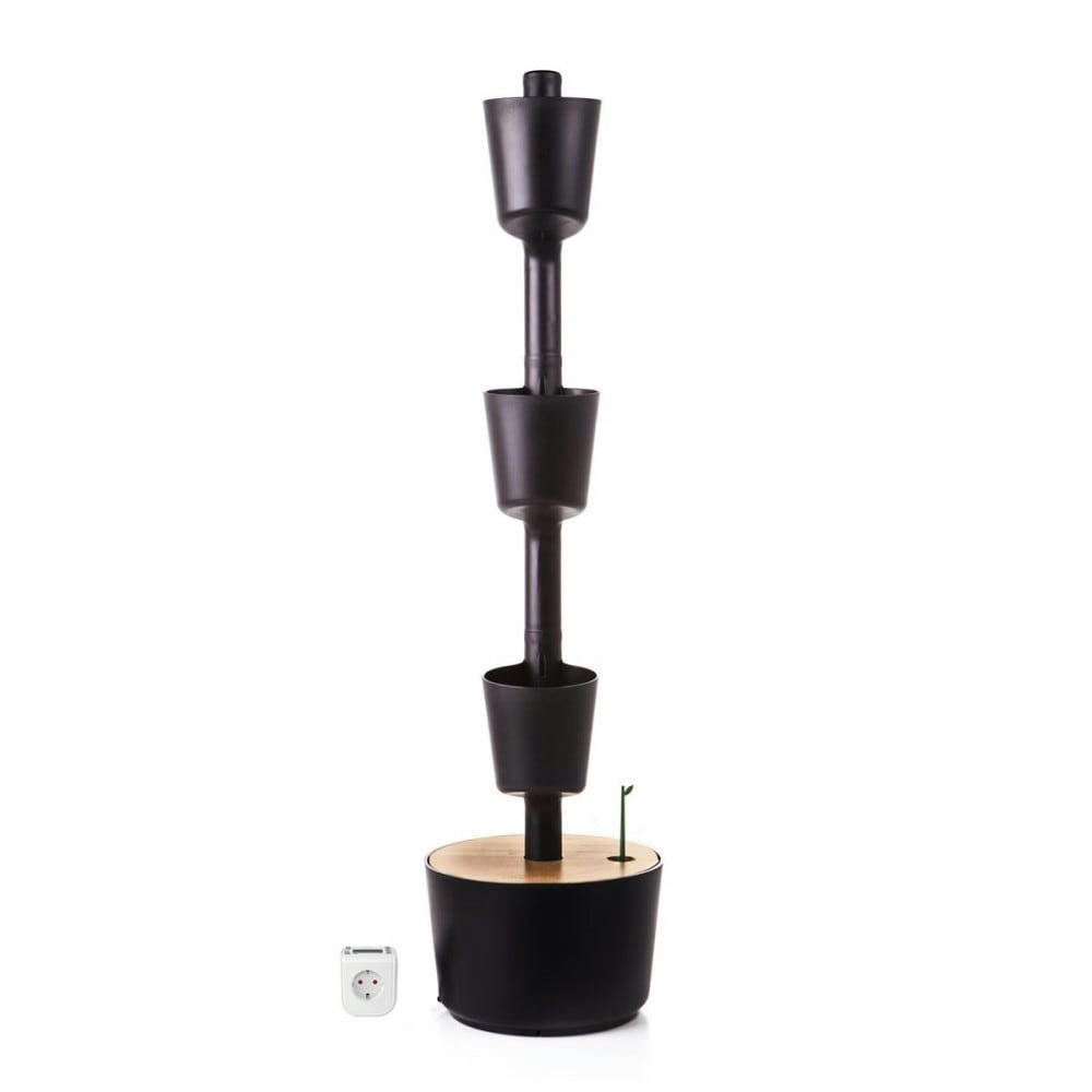 - Jardin d'intérieur 3 bacs noir avec arrosage automatique polypropylène