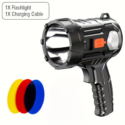 NNETM USB Rechargeable LED Spotlight Flashlight (6 Modes)