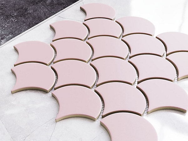 Mosaïque en céramique sur filet pour salle de bain ou cuisine 29cm x 28.5cm - Pink sunset