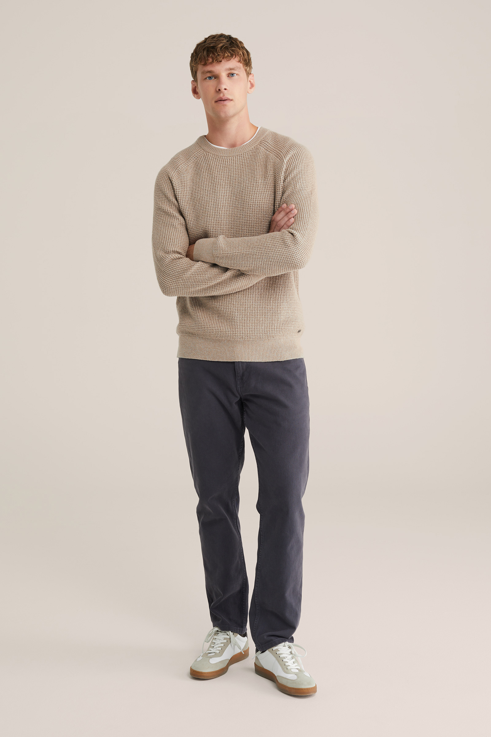 Heren regular fit trui met structuur