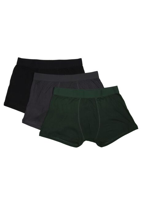 Mens 3pk Green Ribbed Trunks
