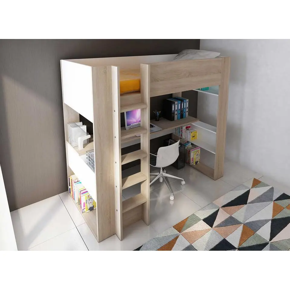 Hoogslaper Beau met bureau - wit