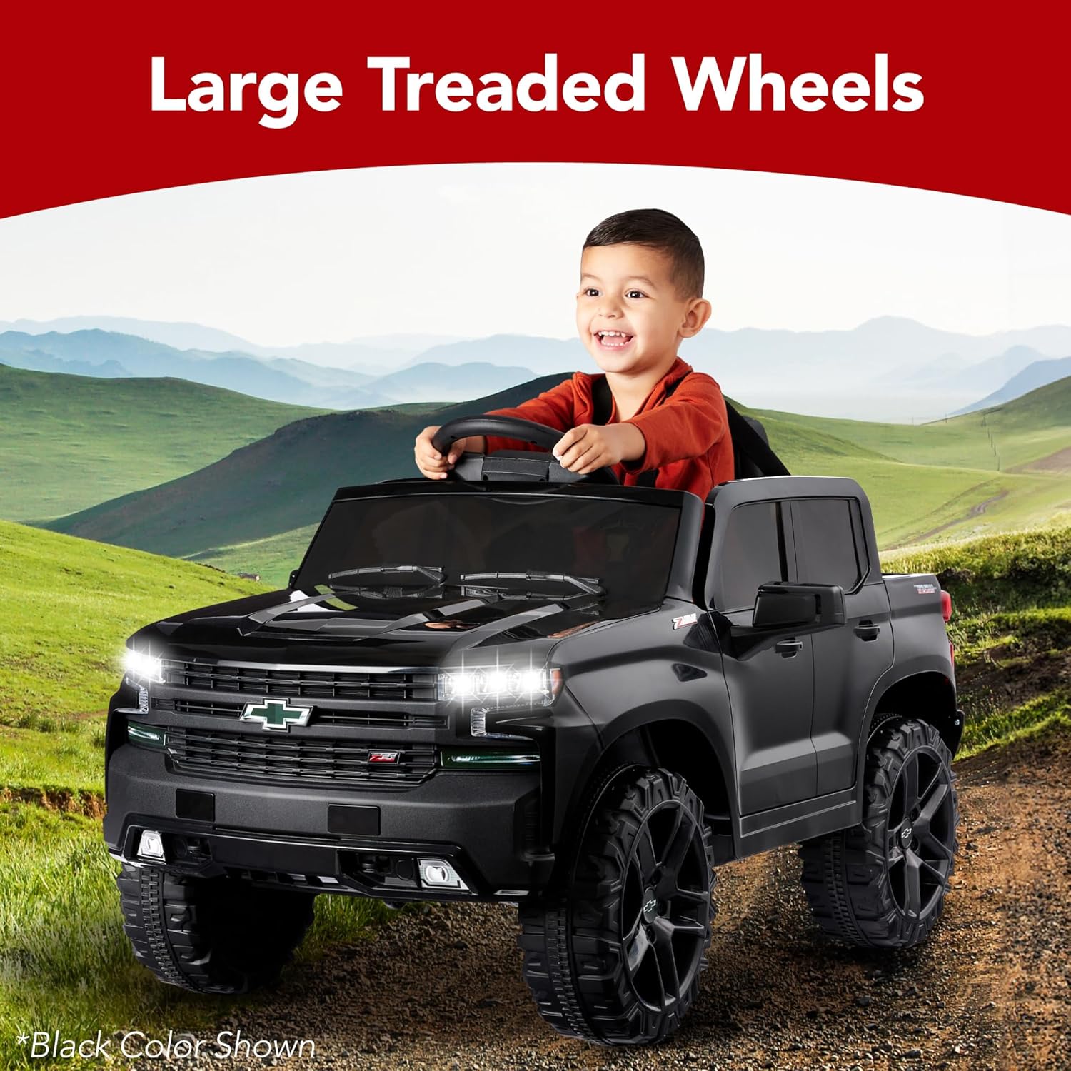 Best Choice Products 12V Licensed Chevrolet Silverado Ride On Truck, Electric Car Toy w/Parent Remote Control, Truck Bed Storage, Bluetooth Speaker, LED Lights, 2.5 MPH Max Speed - Blue