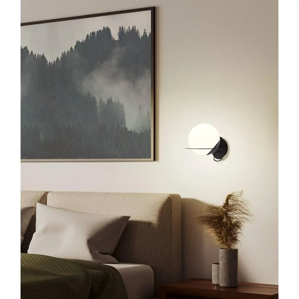 EGLO Sabalete Wandlamp - E27 - Glas - Zwart/Wit