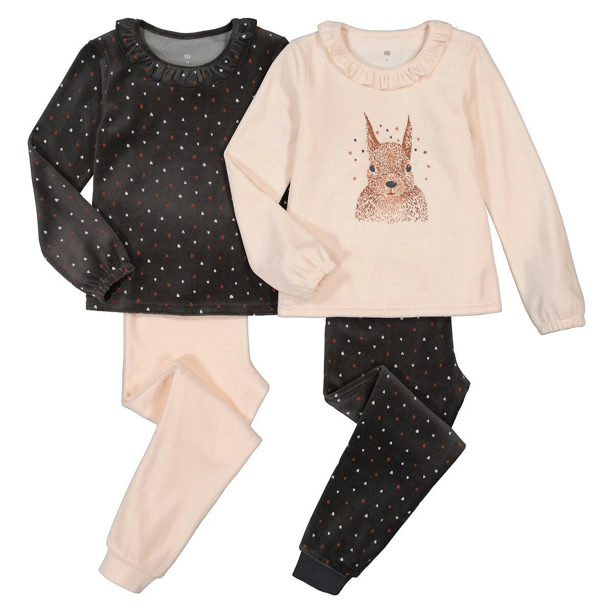 Lot de 2 pyjamas en velours imprimé écureuil