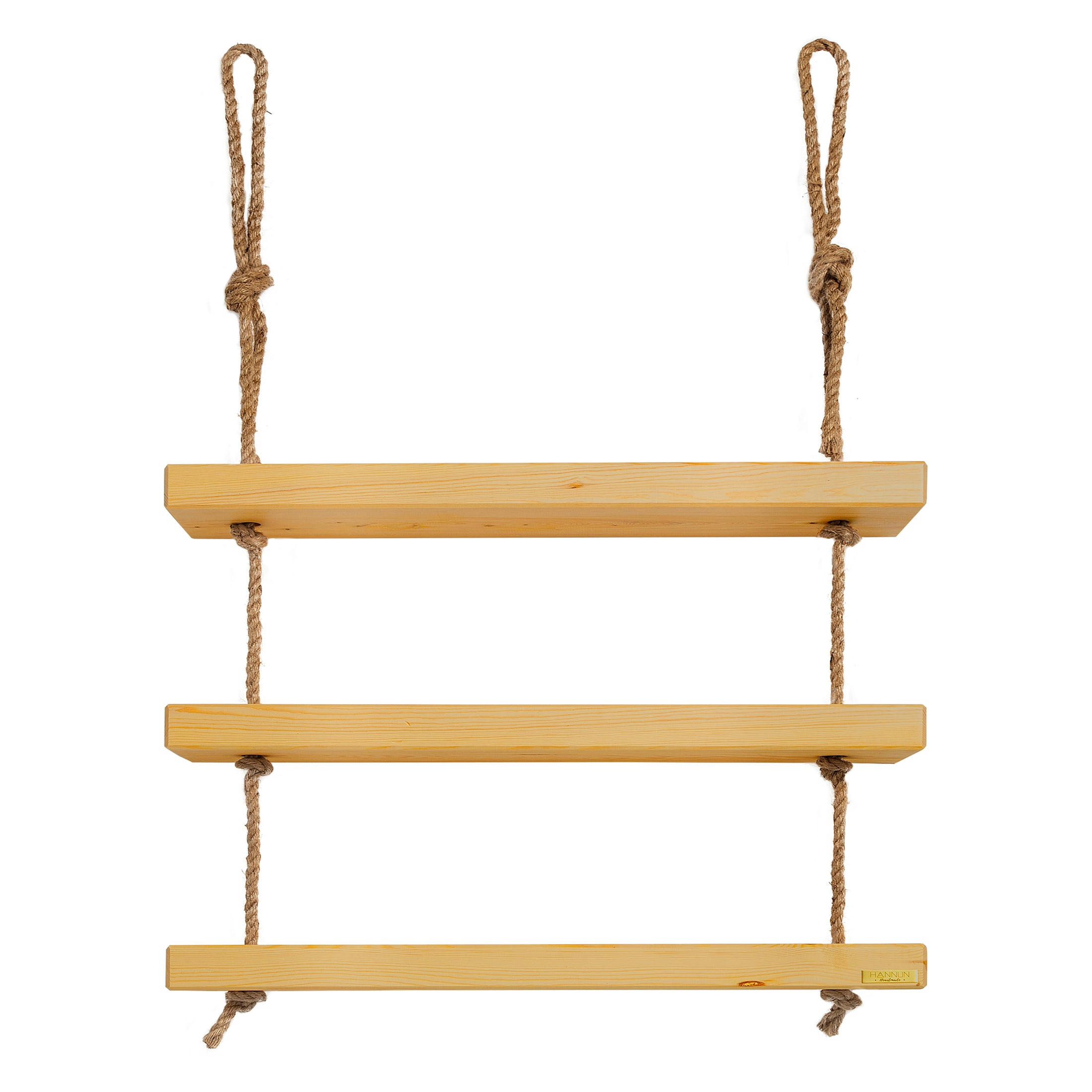 MAKEMBA - Etagère suspendue en bois de couleur marron clair à 3 étages 70 cm