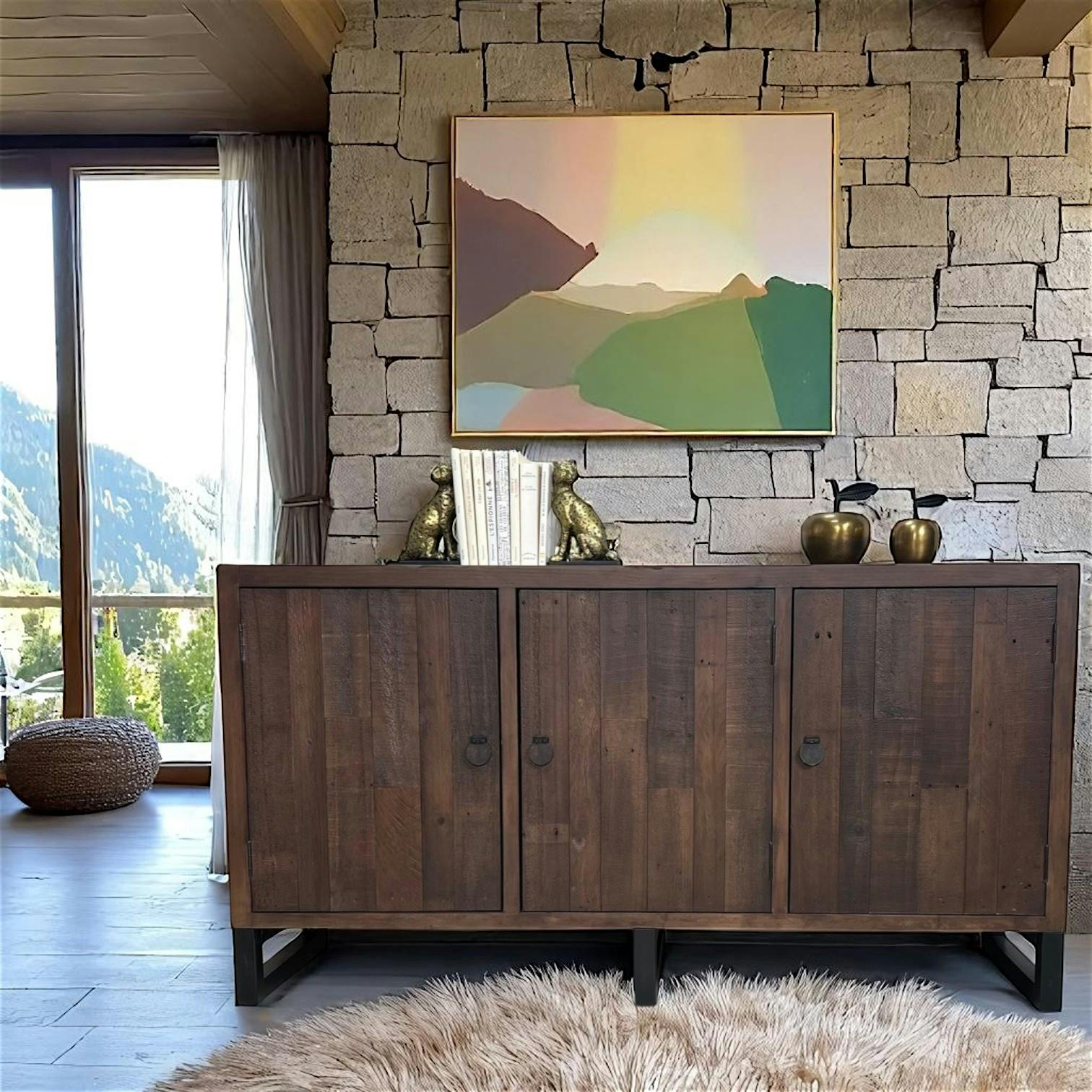 Buffet en bois brun recyclé 3 portes SAMOA