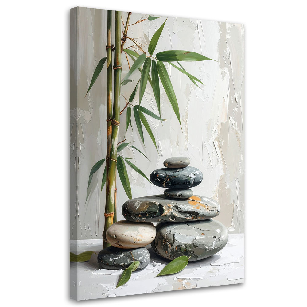 Obraz do salonu sypialni kuchni, Kamienie zen spa liście bambusa 20x30