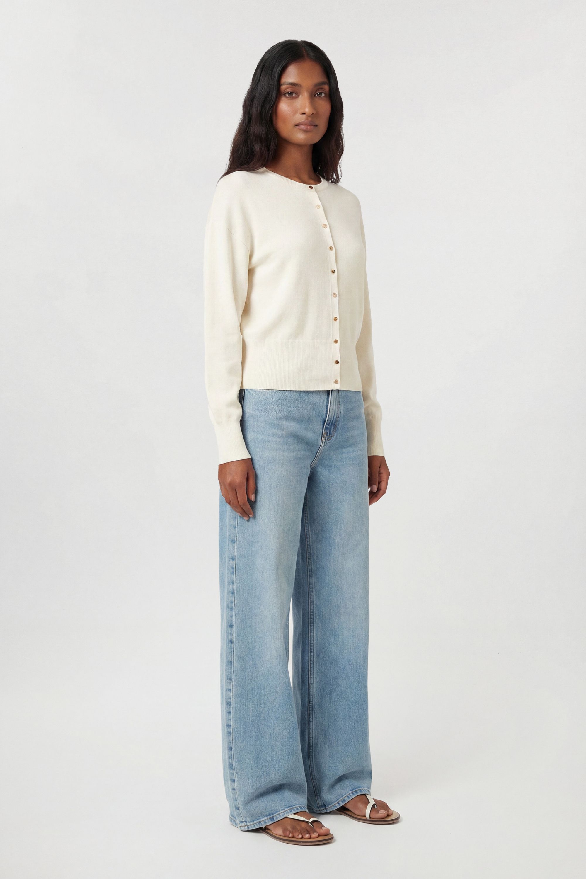 KarenMillen Viscose Blend Knit Balloon Sleeve Cardigan