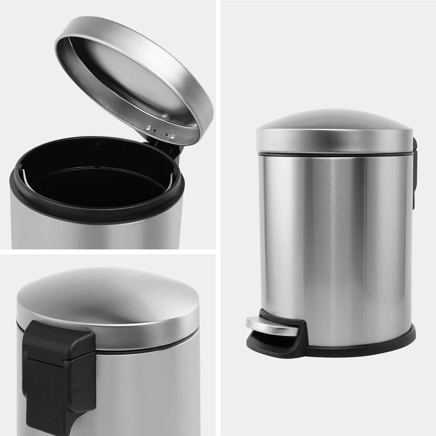 Innovaze 1.32 Gal./3 Liter Stainless Steel Round Step-on Trash Can for Bathroom and Office