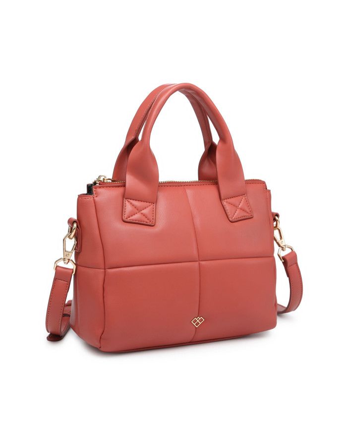 JFY Two Top Handle Quilted Pattern Zip Top Closure Cross Body Bag
