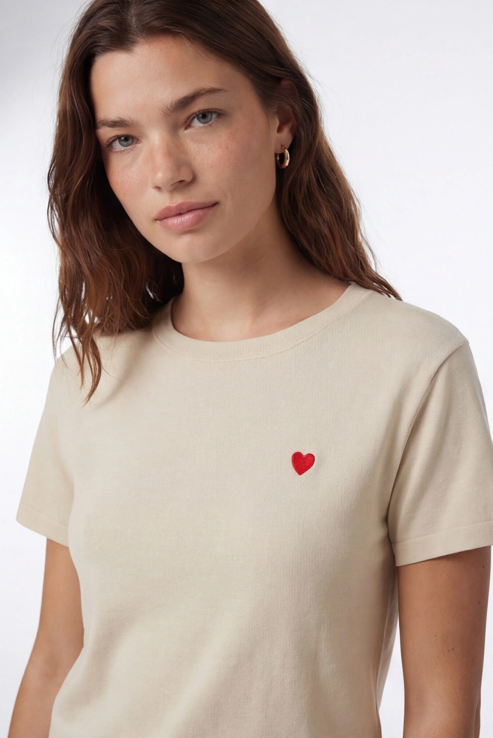TEE-SHIRT 100% COTON - COEUR - BEIGE
