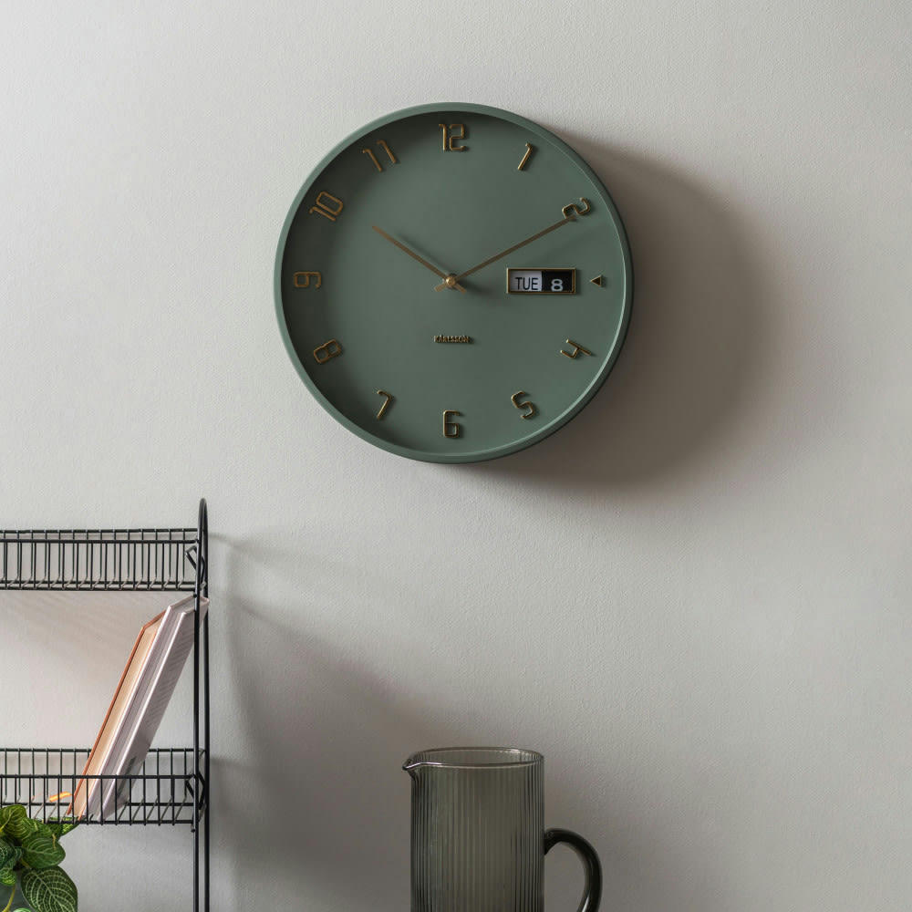 DATA FLIP - Horloge murale ronde D30cm vert