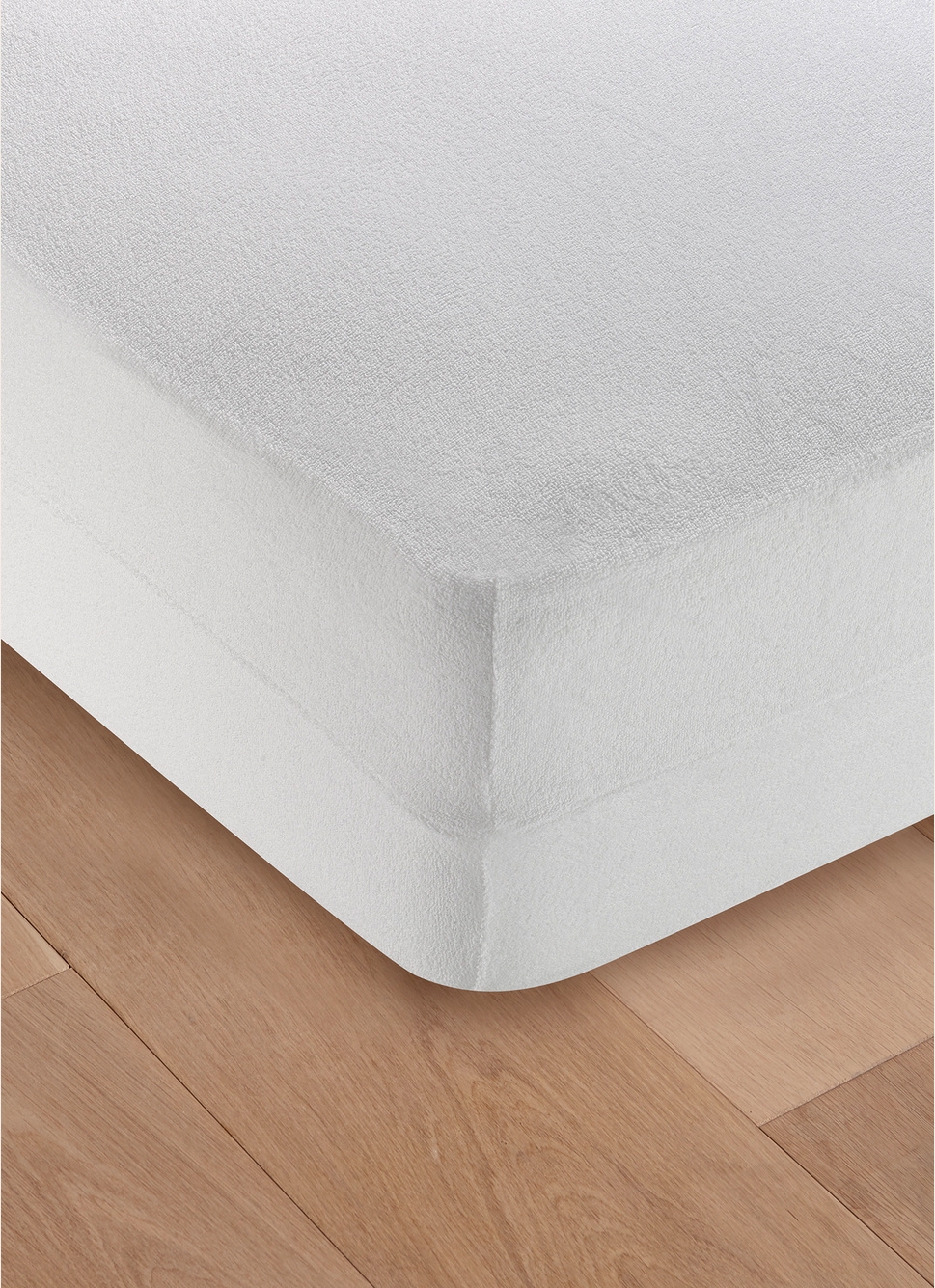 HOUSSE INTÉGRALE EN ÉPONGE BOUCLETTE ANTI-ACARIENS BLANC