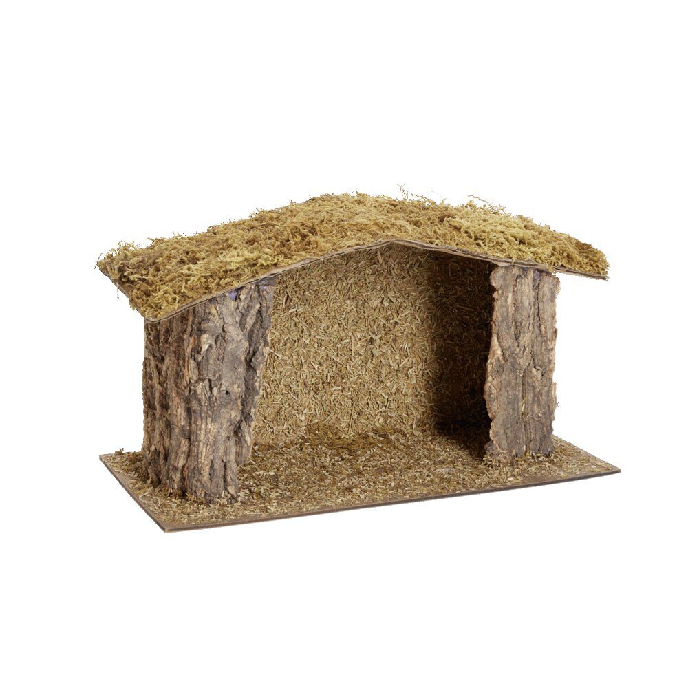 Crèche de No&euml;l en bois et mousse 37x18xH22cm