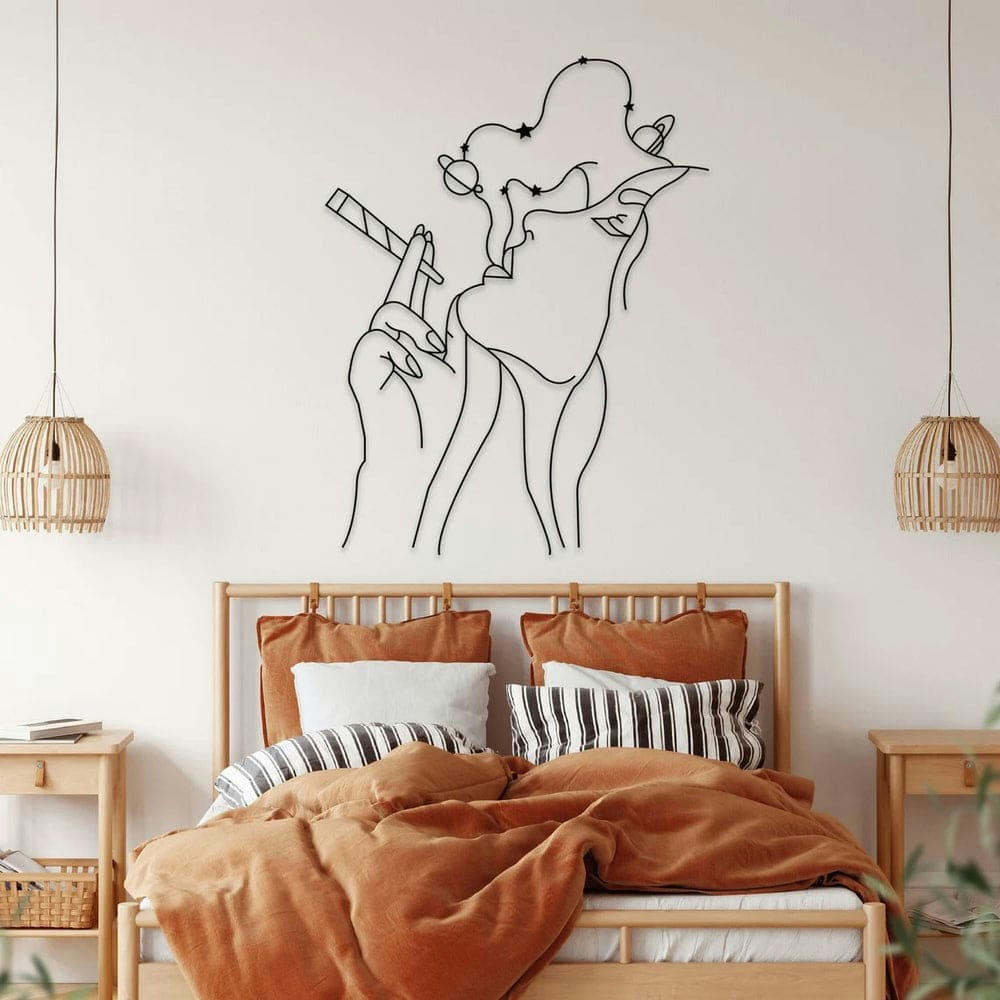 - Décoration murale femme qui rêve en métal noir 46x60 cm