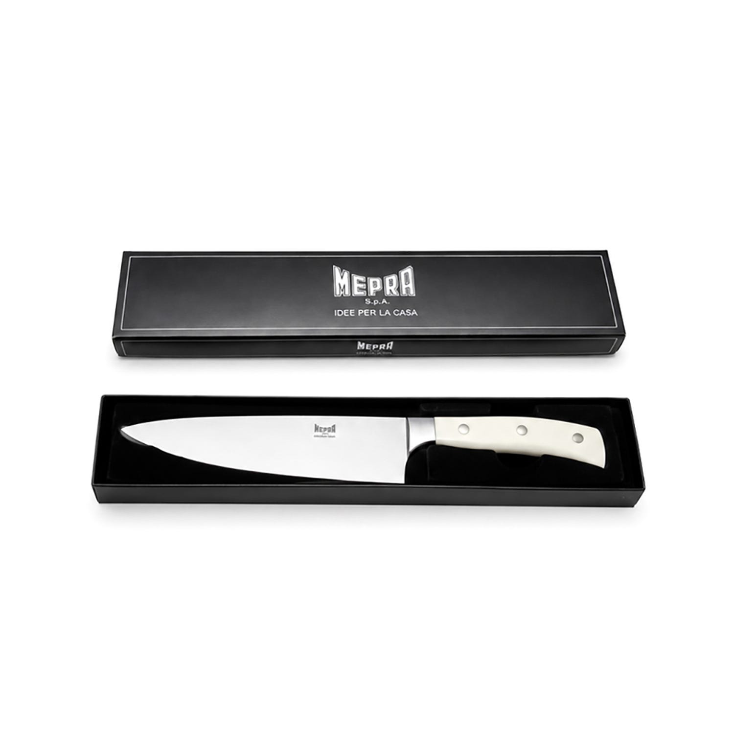 Coltello chef 20 cm Mepra manico bianco
