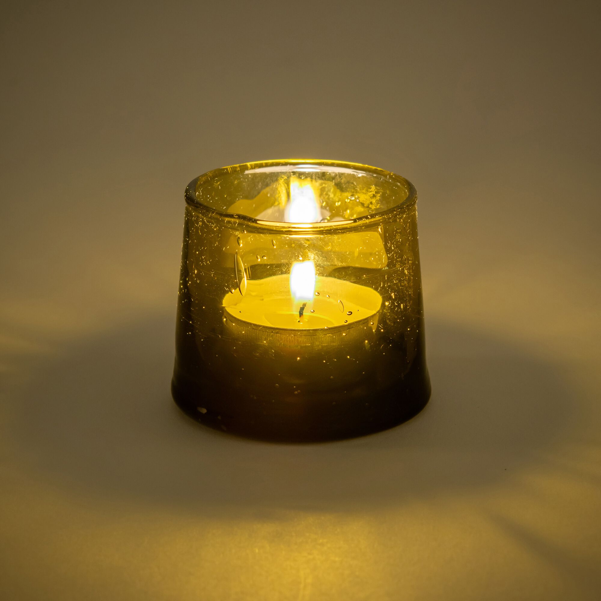 SAVEL - Photophore en verre bullé D6cm - vert mousse