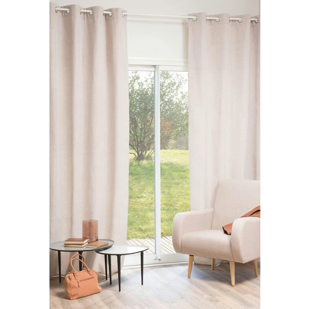 James - Rideau à œillets beige motifs à chevrons à l'unité 140x270