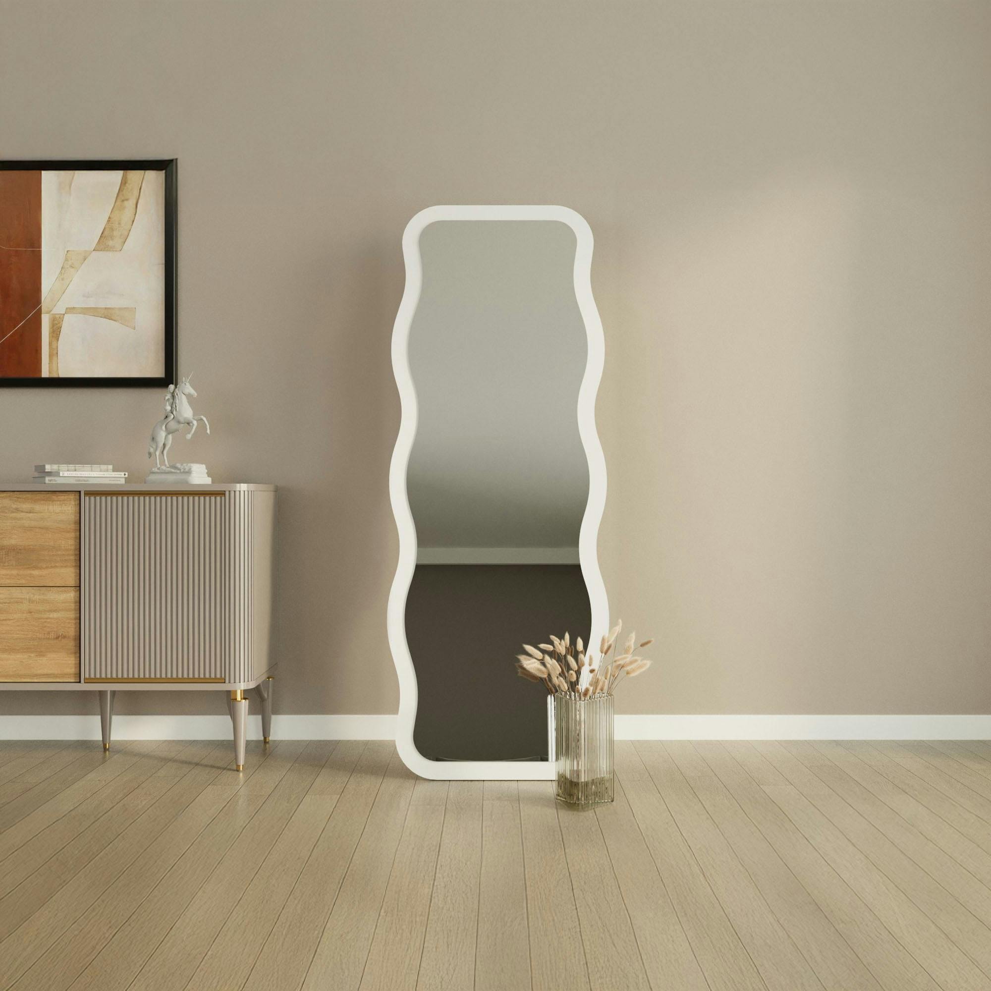 Miroir plein pied blanc - cadre vague 160 cm CODY