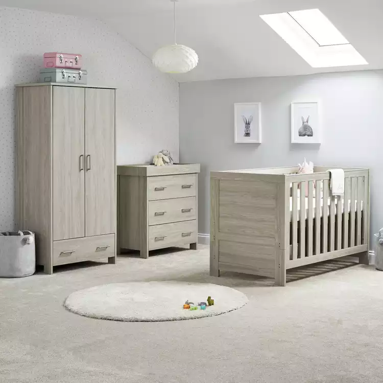 Obaby Nika 3 Piece Nursery Furniture Set - Grey Wash