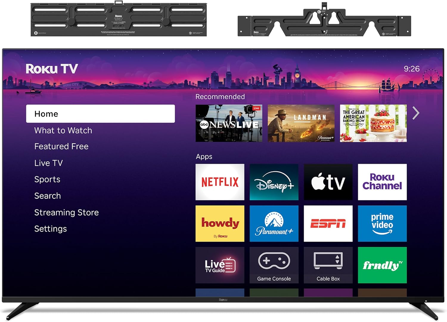 Roku Smart TV – 65-Inch Pro Series  Mini-LED TV – RokuTV with Backlit Voice Remote Pro – Flat Screen 4K QLED Wall Mount Kit for 65-Inch Pro Series TV - Ultra-Slim with Minimalist