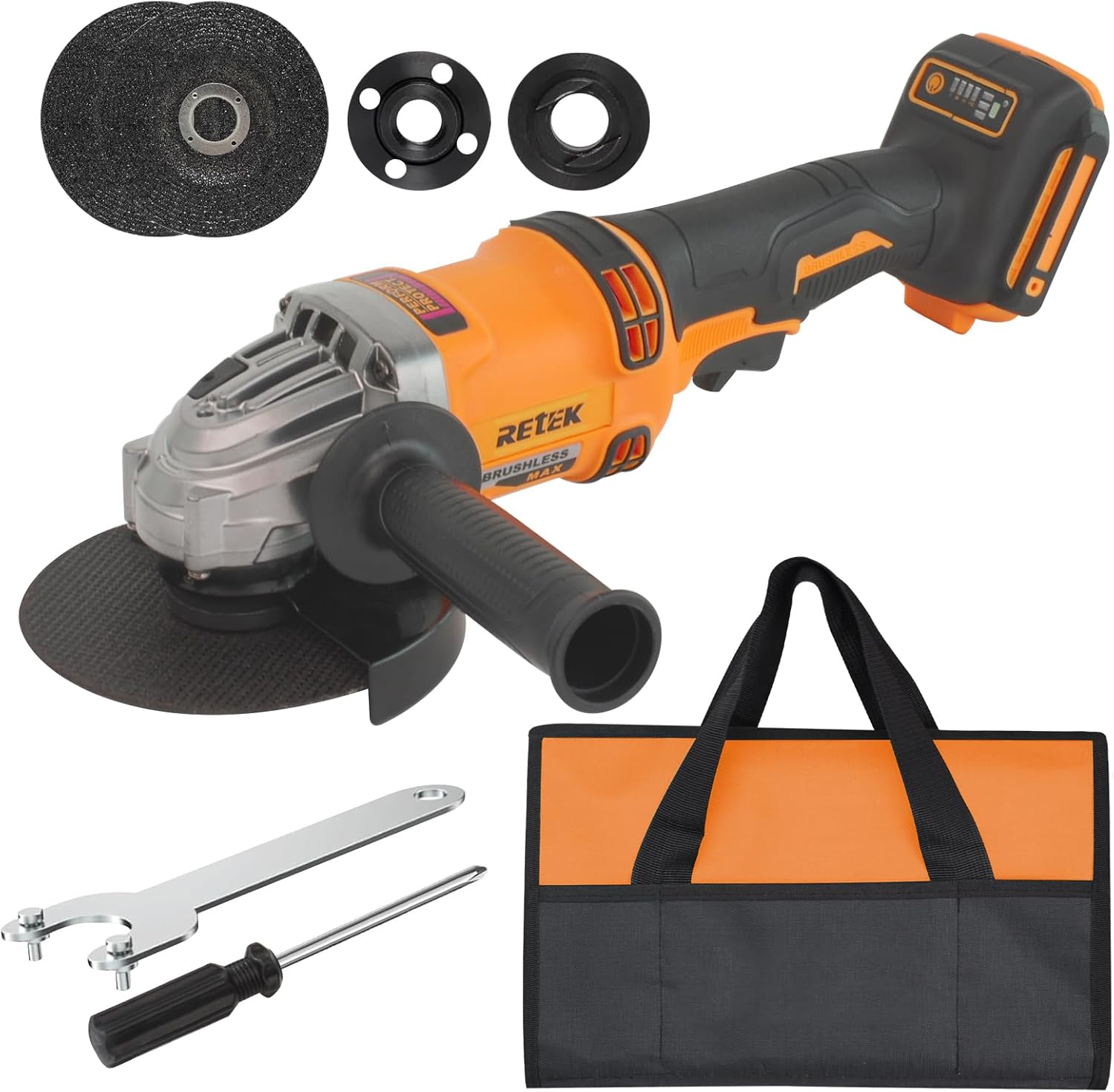 Cordless Angle Grinder Compatible with DeWalt 20V MAX Battery, 8000 RPM Brushless Motor, 3 PCS 4-1/2 Blades for Cutting, Griding, Polishing (Tool Only) (Yellow)