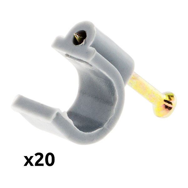 Lot de 20 crochets fixation diamètre 9mm - Gris - Zenitech