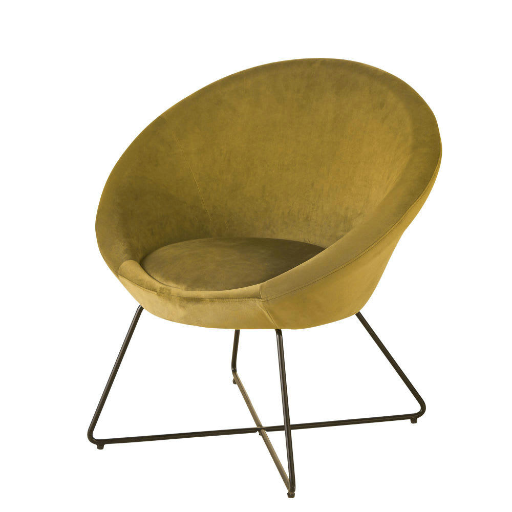 Hipop - Fauteuil en velours ocre