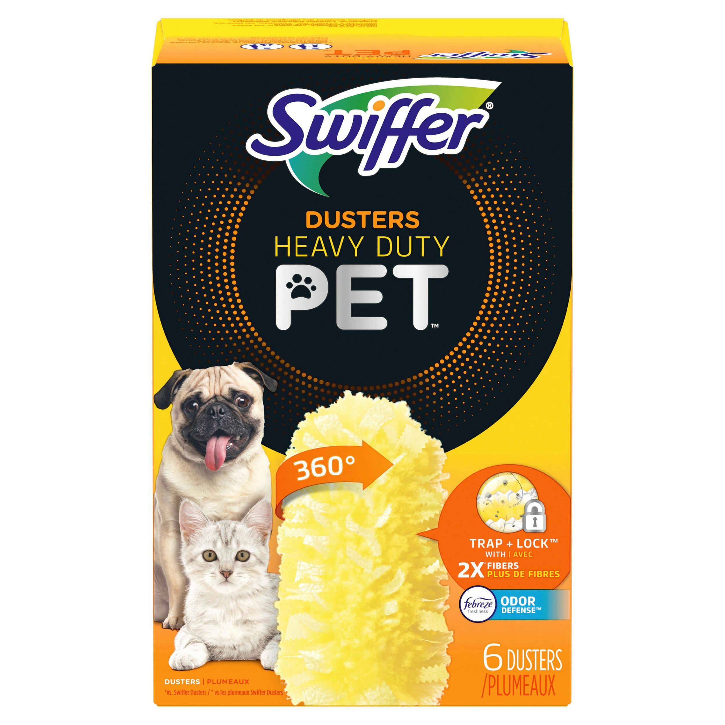 Swiffer Dusters Heavy Duty Pet Multi-Surface Refills, with Febreze Odor Defense, 6 Count
