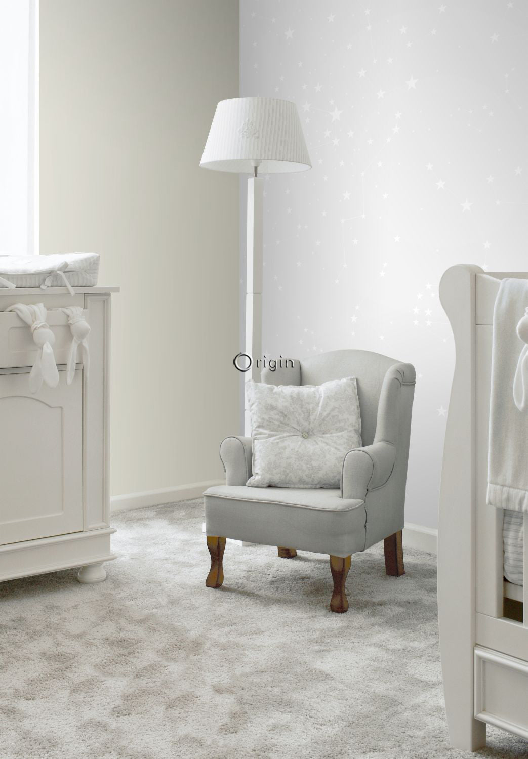 Origin Wallcoverings fotobehang sterrenhemel licht warm grijs en mat wit - 200 x 279 cm - 357209