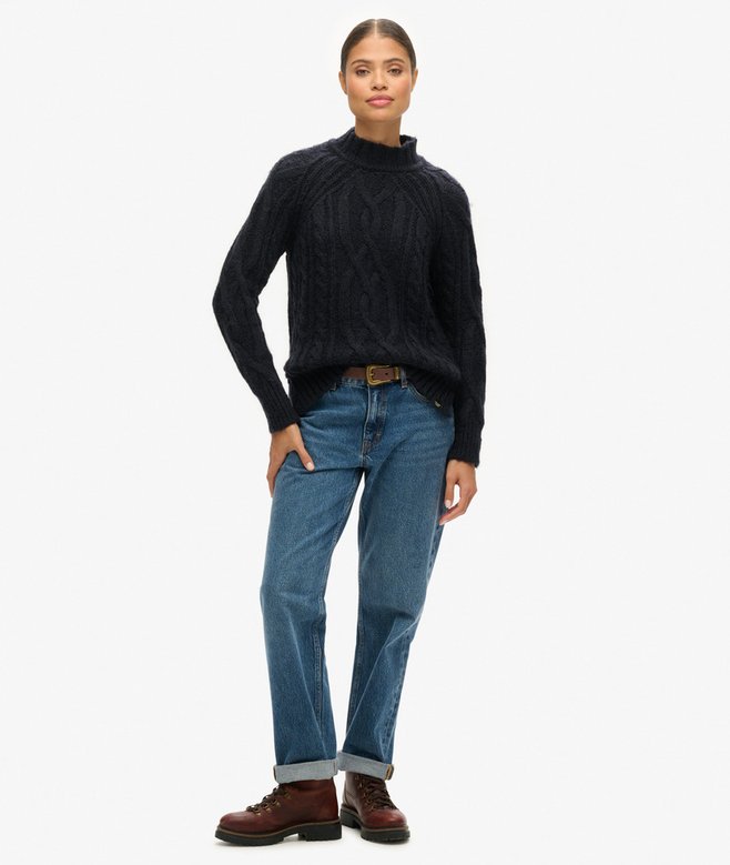 High Neck Cable Knit Jumper