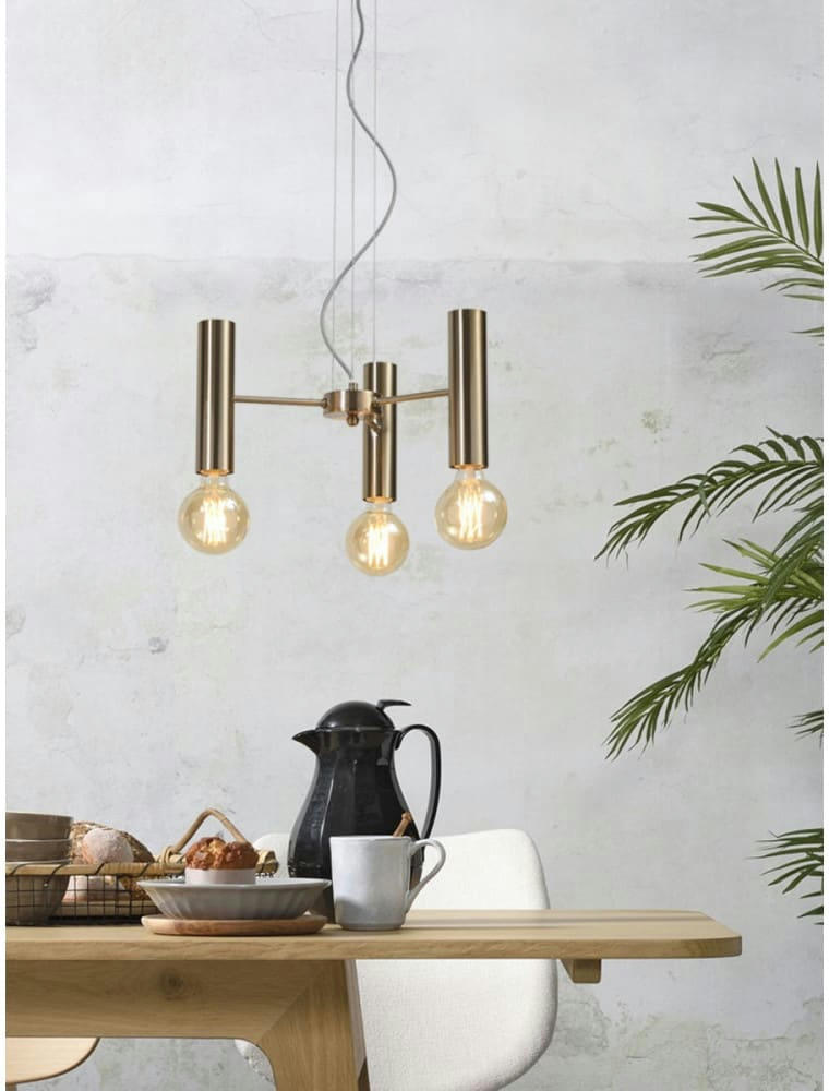 CANNES - Suspension dorée 3 lumières