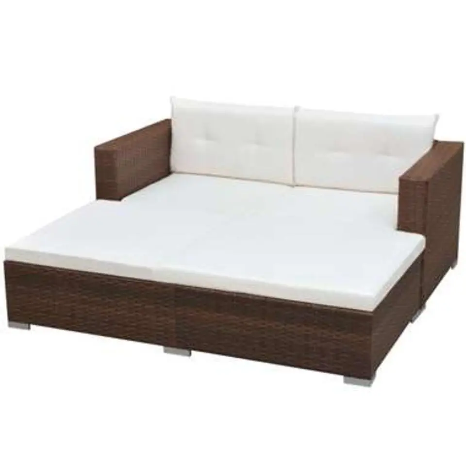 vidaXL - Tuinbank Set - Bruin - Poly rattan