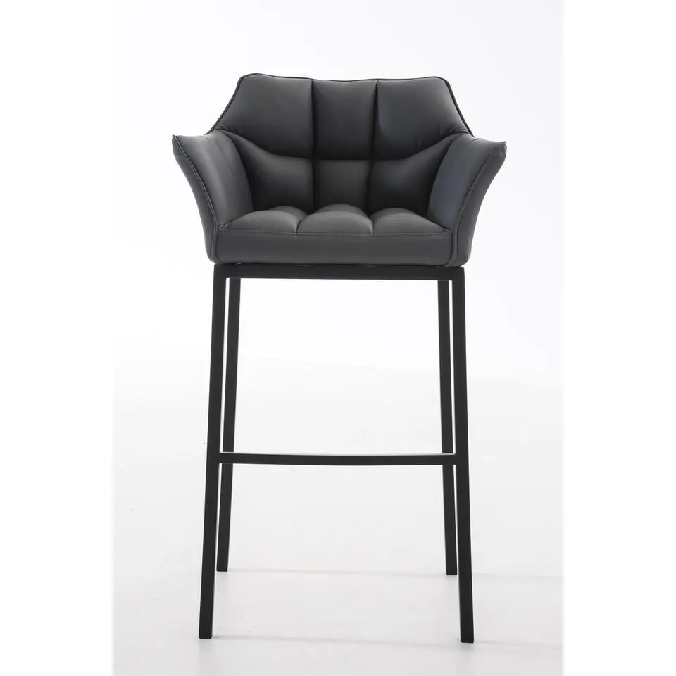 CLP Barkruk Damaso zwart Frame - Kunstleer - grijs