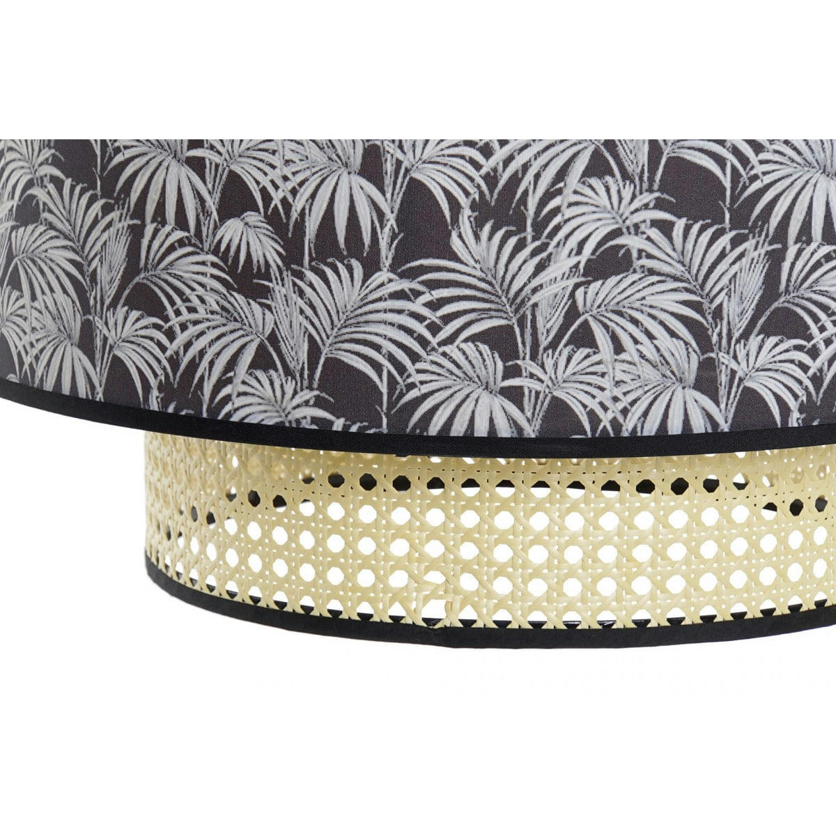 - Suspension polyester palmiers et cannage 46x46x25cm