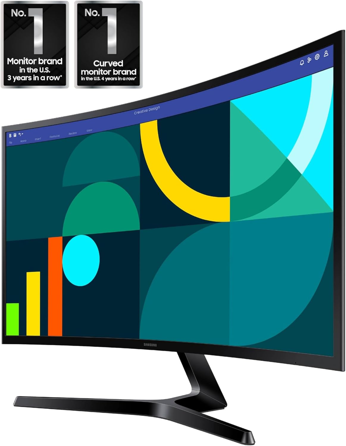 Samsung 27 Essential S3 (S36GD) Series FHD 1800R Curved Computer Monitor, 100Hz, Game Mode, Advanced Eye Comfort, HDMI and D-sub Ports, LS27D366GANXZA, 2024